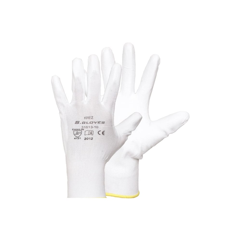 Нейлоновые перчатки S. GLOVES, размер 9, цвет белый