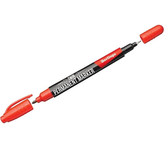 Изображение товара Перманентный двухсторонний маркер Berlingo multiline pe55 красный, пулевидный, 0.5/1мм BMd_07103