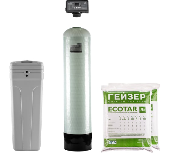 Изображение товара Установка обезжелезивания (до 30 мг/л) и умягчения воды Гейзер аквашеф l 432 автоматическое управление на 2-3 точки водоразбора 33678