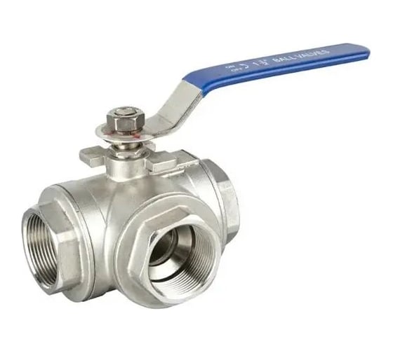 Изображение товара Трехходовой шаровый кран TITAN LOCK нержавеющий (AISI304) тип T, внутренняя резьба DN25, TL3V25-T-TF-S