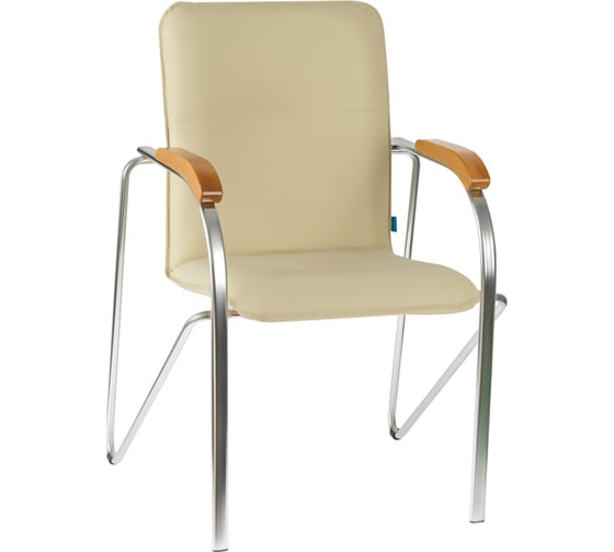 Изображение товара Стул Helmi hl-f03 самба, каркас металл хром, экокожа, бежевый, бук box1 344609