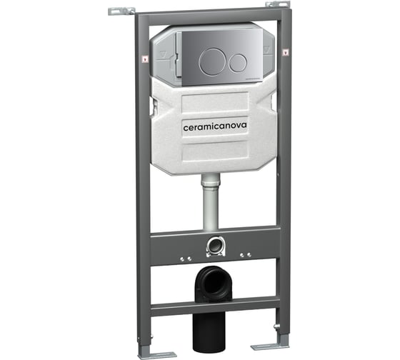 Изображение товара Система инсталляции для унитазов Ceramicanova Envision с кнопкой смыва Round цвет хром матовый и креплениями CN1001M