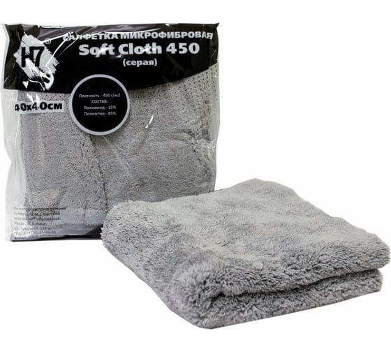 Изображение товара Салфетка микрофибровая H7 Soft Cloth 450 40х40см серая 382598