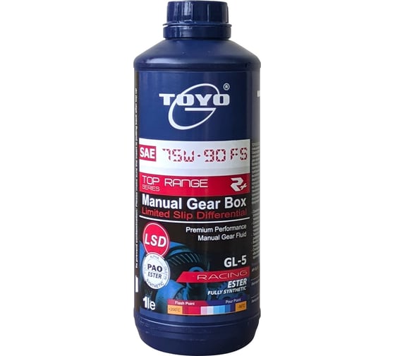 Изображение товара Трансмиссионное масло Toyo top range sae 75w-90, api gl-5, r+, 1 л 9555131407125