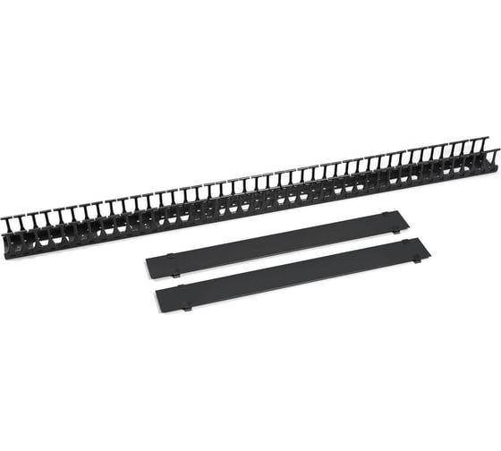 Изображение товара Вертикальный кабельный органайзер-гребенка Cabeus в шкаф 42U, пластиковый, цвет черный (RAL 9004) VCM-PL-42U-BK