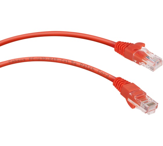 Изображение товара Неэкранированный патч-корд Cabeus U/UTP, категория 5е, 2xRJ45/8p8c, красный, LSZH, 0.5м PC-UTP-RJ45-Cat.5e-0.5m-RD-LSZH