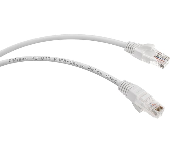Изображение товара Неэкранированный патч-корд Cabeus U/UTP, категория 6, 2xRJ45/8p8c, белый, PVC, 1.5м PC-UTP-RJ45-Cat.6-1.5m-WH