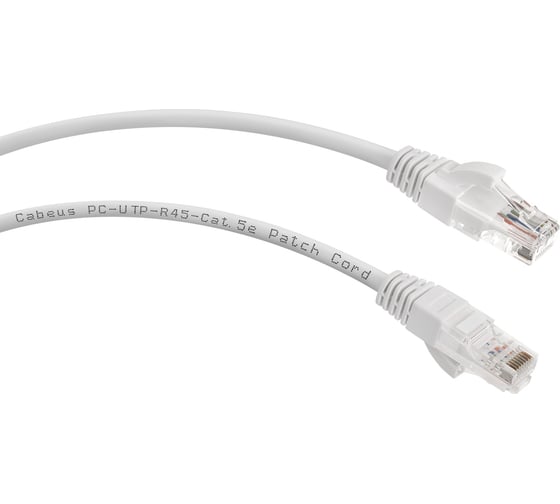 Изображение товара Неэкранированный патч-корд Cabeus U/UTP, категория 5е, 2xRJ45/8p8c, белый, PVC, 5м PC-UTP-RJ45-Cat.5e-5m-WH