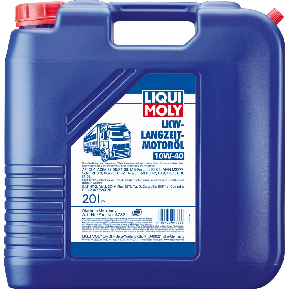 Синтетическое моторное масло LIQUI MOLY 10W40 4733 LKW-Langzeit-Motoroil Basic 10W-40 CI-4;E4/E7 - фото 1