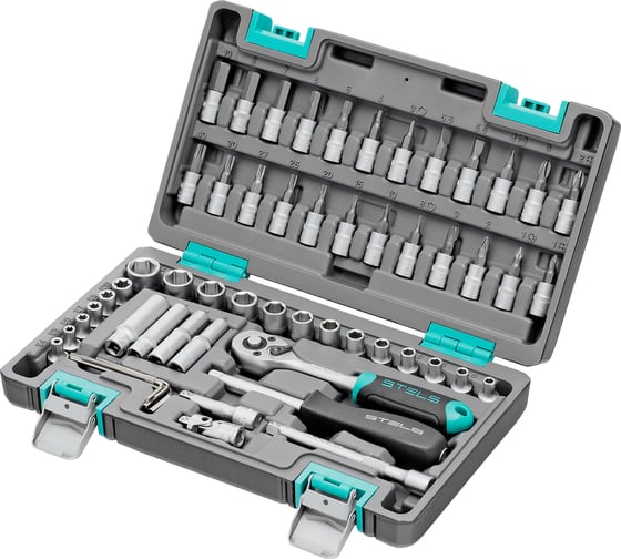 Изображение товара Набор инструментов STELS 1/4 CrV пластиковый кейс 57 предметов 14101