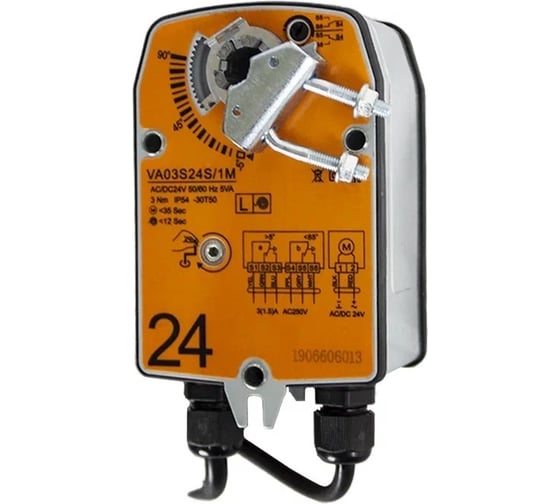 Изображение товара Общеобменный электропривод VA с возвратной пружиной VA03S24S/1м ON/OFF Ventart 4687202643912