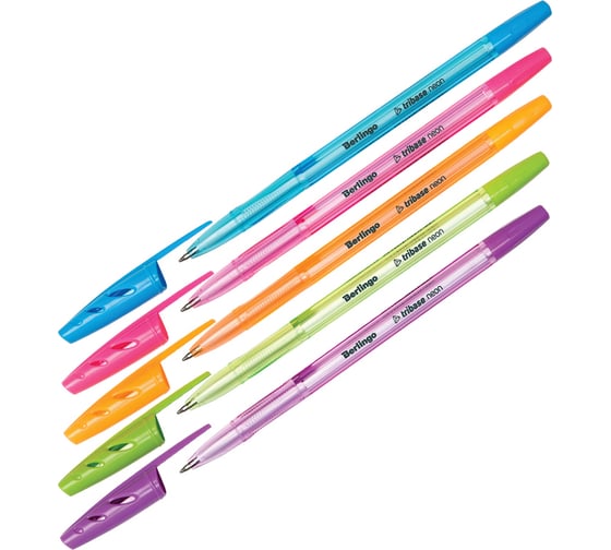 Изображение товара Шариковая ручка Berlingo tribase neon синяя, 0,7 мм, корпус ассорти CBp_70932