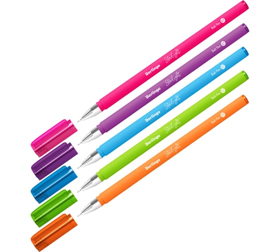 Изображение товара Набор ручек шариковых Berlingo Starlight, 36 шт, синяя, 0,7 мм, игольчатый стержень, прорезиненный корпус ассорти CBp_07250