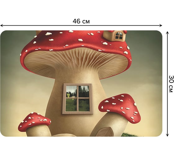 Изображение товара Набор прямоугольных тканевых салфеток для сервировки стола JOYARTY мухомор-дом, плейсмат, 30x46 см, 4 шт. ser002_36866_30x46