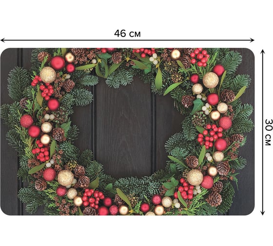 Изображение товара Набор прямоугольных тканевых салфеток для сервировки стола JOYARTY рождественный венок на досках, плейсмат, 30x46 см, 4 шт. ser002_37153_30x46