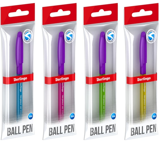 Изображение товара Шариковая ручка Berlingo triangle 110 color синяя, 0.7 мм, грип, корпус ассорти, пакет CBp_07115_1