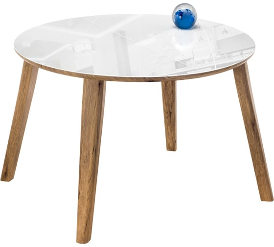 Изображение товара Стеклянный стол Woodville Семвэлл дуб монтана, белый 462080