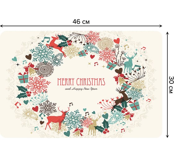 Изображение товара Набор прямоугольных тканевых салфеток для сервировки стола JOYARTY с новым годом и рождеством, плейсмат, 30x46 см, 4 шт. ser002_37166_30x46