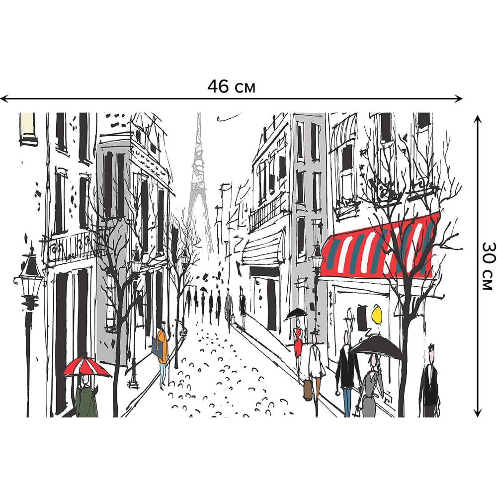 Изображение товара Набор 4 тканевых прямоугольных салфеток JOYARTY 30x46 см Дождливый Париж