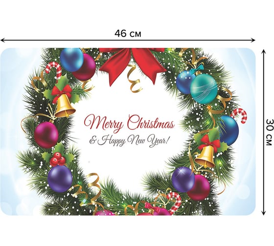 Изображение товара Набор прямоугольных тканевых салфеток для сервировки стола JOYARTY рождественский венок, плейсмат, 30x46 см, 4 шт. ser002_37050_30x46