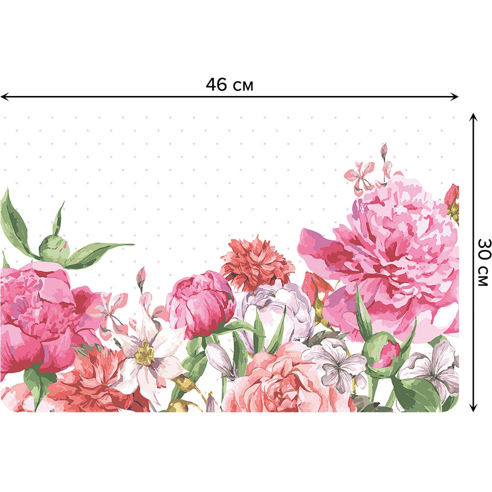 Изображение товара Набор прямоугольных тканевых салфеток для сервировки стола JOYARTY переплетение роз и пионов, плейсмат, 30x46 см, 4 шт. ser002_31234_30x46