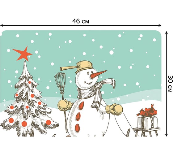 Изображение товара Набор прямоугольных тканевых салфеток для сервировки стола JOYARTY снеговик на лыжах, плейсмат, 30x46 см, 4 шт. ser002_5764_30x46