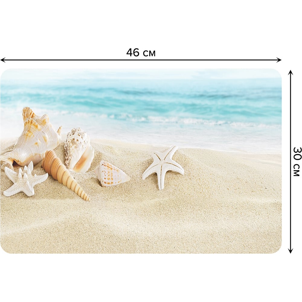 Изображение товара Набор прямоугольных тканевых салфеток для сервировки стола JOYARTY морская звезда и ракушки на песке, плейсмат, 30x46 см, 4 шт. ser002_4277_30x46