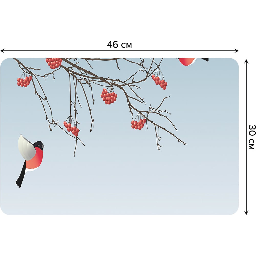 Изображение товара Набор прямоугольных тканевых салфеток для сервировки стола JOYARTY снегири на зимней рябине, плейсмат, 30x46 см, 4 шт. ser002_38405_30x46