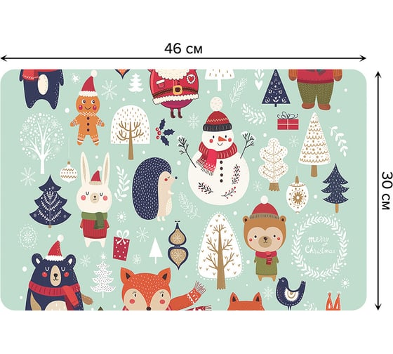 Изображение товара Набор прямоугольных тканевых салфеток для сервировки стола JOYARTY новогодние зверюшки, плейсмат, 30x46 см, 4 шт. ser002_380868_30x46