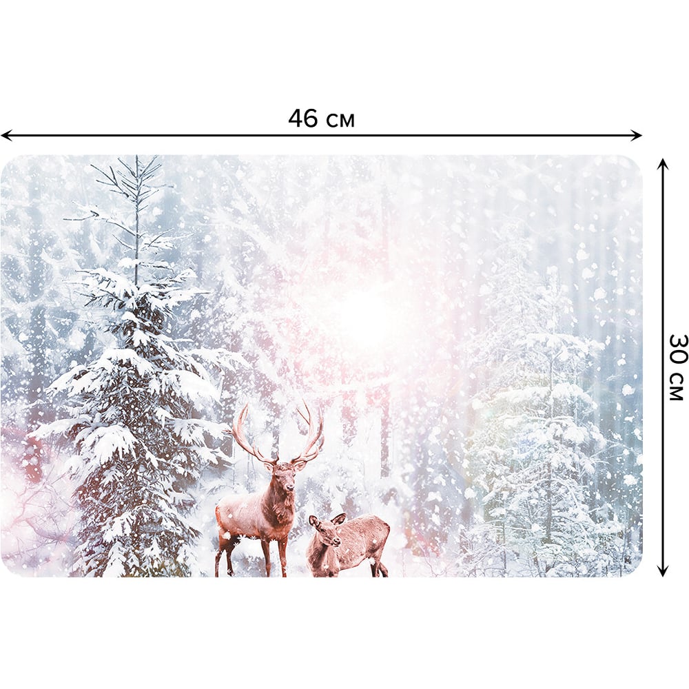 Изображение товара Набор тканевых салфеток для сервировки стола JOYARTY олени в снегу, 4 шт, 30x46 см