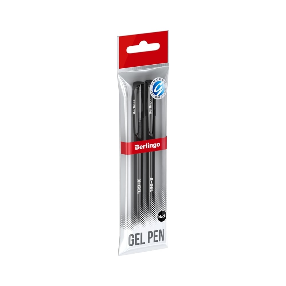 Изображение товара Гелевая ручка Berlingo x-gel черная, 0.5 мм, 2 шт, пакет с европодвесом CGp_50120_2