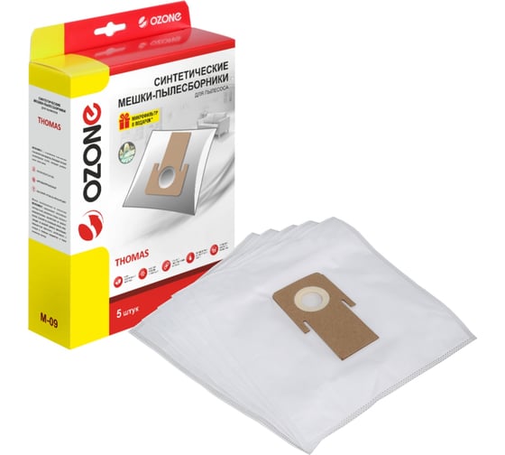 Изображение товара Мешки-пылесборники оригинальные синтетические (5 шт.) OZONE Classic Thomas Twin M-09