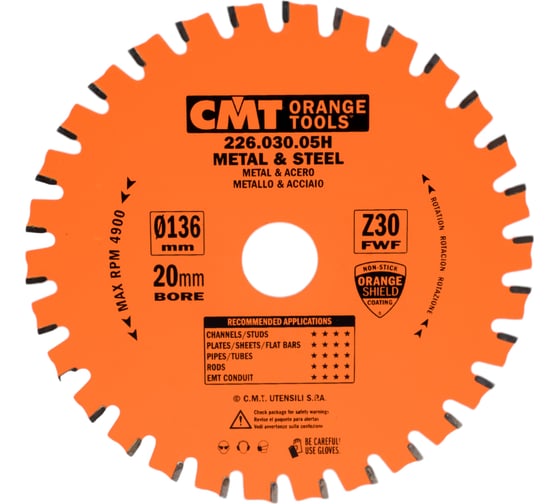 Изображение товара Диск пильный по металлу (136.5x20x1.5/1.2 мм; Z30; TCG) CMT 226.030.05H