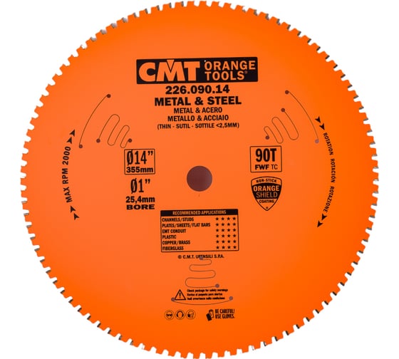 Изображение товара Диск пильный по металлу (355x25.4x2.2/1.8 мм; Z90; 8FWF) CMT 226.090.14