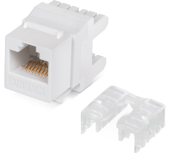 Изображение товара Вставка Degree Keystone Cabeus Jack RJ-45(8P8C), 180 градусов, категория 6A, Dual IDC (110&Krone type), белая KJ-RJ45-Cat.6A-180
