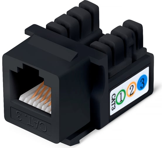 Изображение товара Вставка Degree Keystone Cabeus Jack, RJ-12(6P6C), угол 90 градусов, 110 IDC, черная KJ-RJ12-90-BK