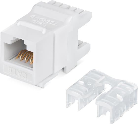 Изображение товара Вставка Degree Keystone Cabeus Jack RJ-45(8P8C), 180 градусов, категория 6, Dual IDC (110&Krone type), белая KJ-RJ45-Cat.6-180