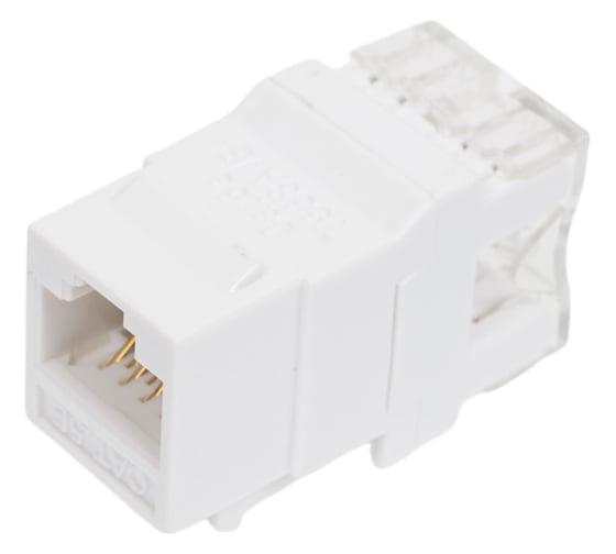 Изображение товара Вставка Degree Keystone Cabeus Jack RJ-45(8P8C), 180 градусов, категория 5e, Dual IDC (110&Krone type), белая KJ-RJ45-Cat.5e-180