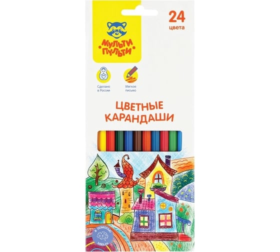 Изображение товара Цветные карандаши Мульти-Пульти Невероятные приключения, 24 цвета, заточенный, картон, европодвес CP_41050