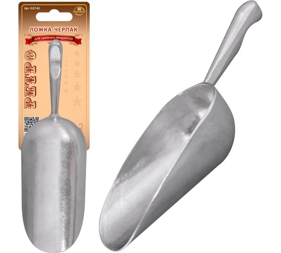 Изображение товара Ложка-черпак для сыпучих продуктов МУЛЬТИДОМ общая длина 18.5 см VL57-63