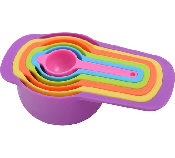 Изображение товара Набор мерных ложек МУЛЬТИДОМ 6 шт., объемы от 7.5 до 250 мл, 6 цветов AN80-245