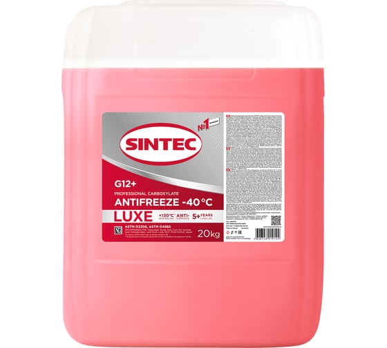 Изображение товара Антифриз Sintec LUXE G12+, (-40), красный, 20 кг, карбоксилатный 990470