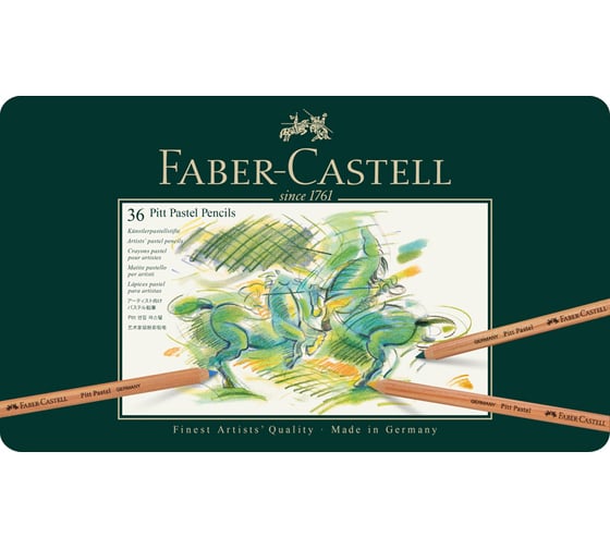 Изображение товара Пастельные карандаши Faber-Castell pitt pastel, 36 цветов, металлическая коробка 112136