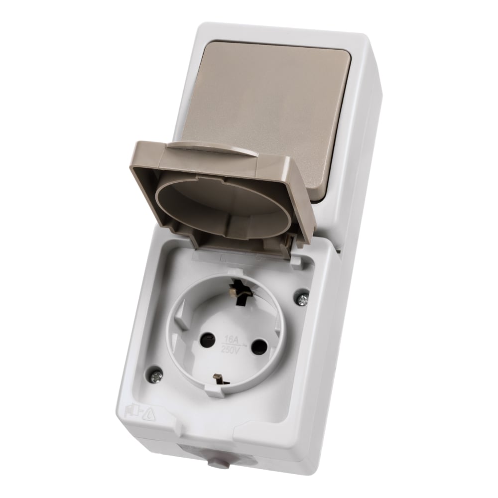 Изображение товара Комбинированный вертикальный блок выключатель и розетка Вуокса TDM ELECTRIC SQ1803-0011