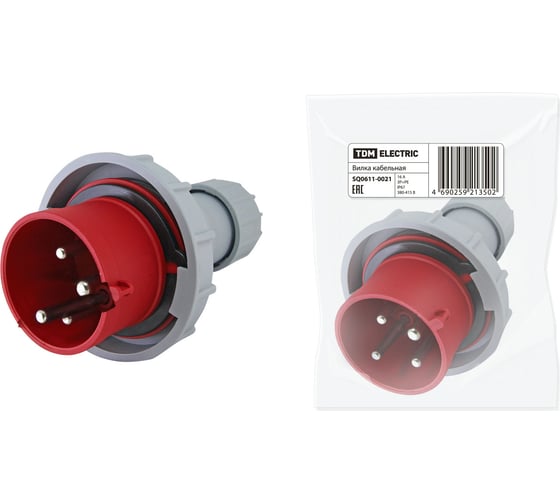 Изображение товара Кабельная вилка TDM ELECTRIC IP67 16А 3Р+РЕ 380В SQ0611-0021
