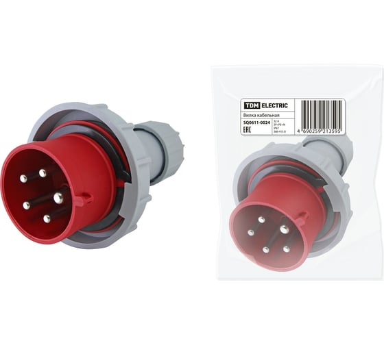 Изображение товара Кабельная вилка TDM ELECTRIC IP67 32А 3Р+РЕ+N 380В SQ0611-0024