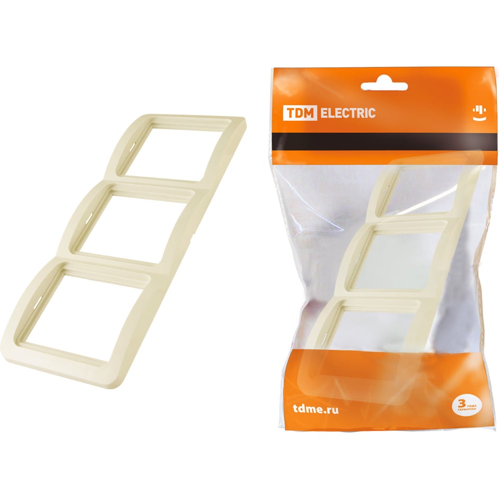 Изображение товара Тройная вертикальная рамка слоновая кость TDM ELECTRIC Валдай SQ1804-0120