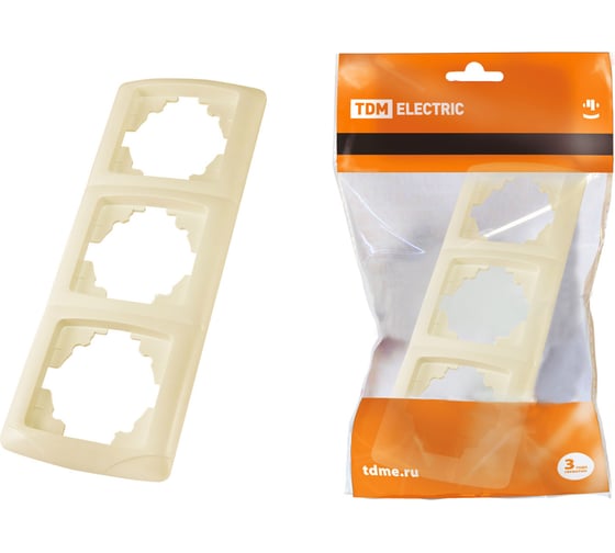 Изображение товара Рамка 3-х постовая горизонтальная слоновая кость "Онега" TDM ELECTRIC SQ1805-0054