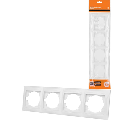 Изображение товара Четырехпостовая горизонтальная белая рамка TDM ELECTRIC Лама SQ1815-0032