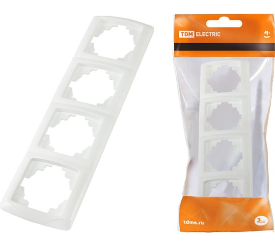 Изображение товара Рамка 4-х постовая вертикальная белая серия "Онега" TDM ELECTRIC SQ1805-0029